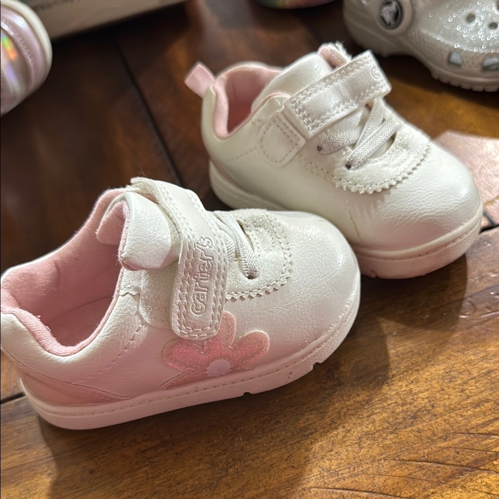 Carter's White and Pink Baby Walker Shoes